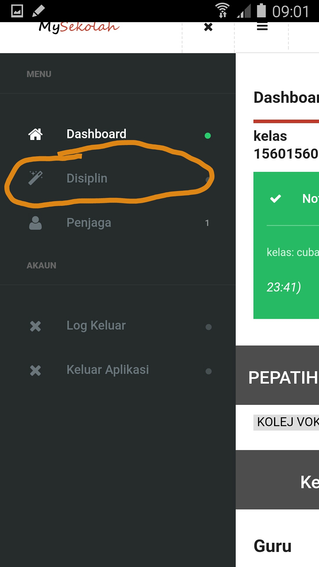 Merekodkan kesalahan disiplin murid